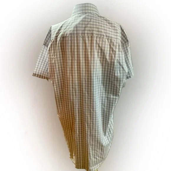 “BALMAIN” PARIS Men’s Checkered White and Grey 3/4 Sleeve Button Up Shirt. - Picture 2 of 7